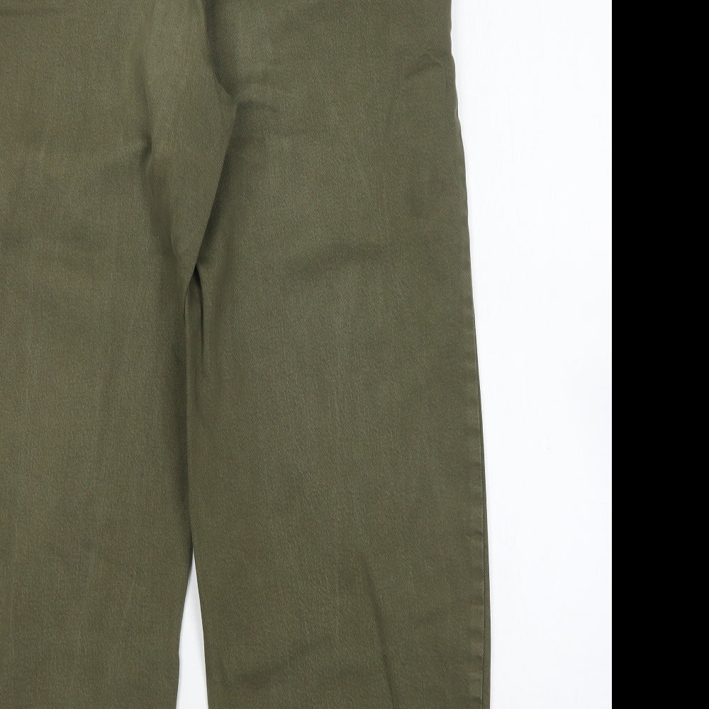 M&S Womens Green  Cotton Wide-Leg Jeans Size 14 L28 in Regular