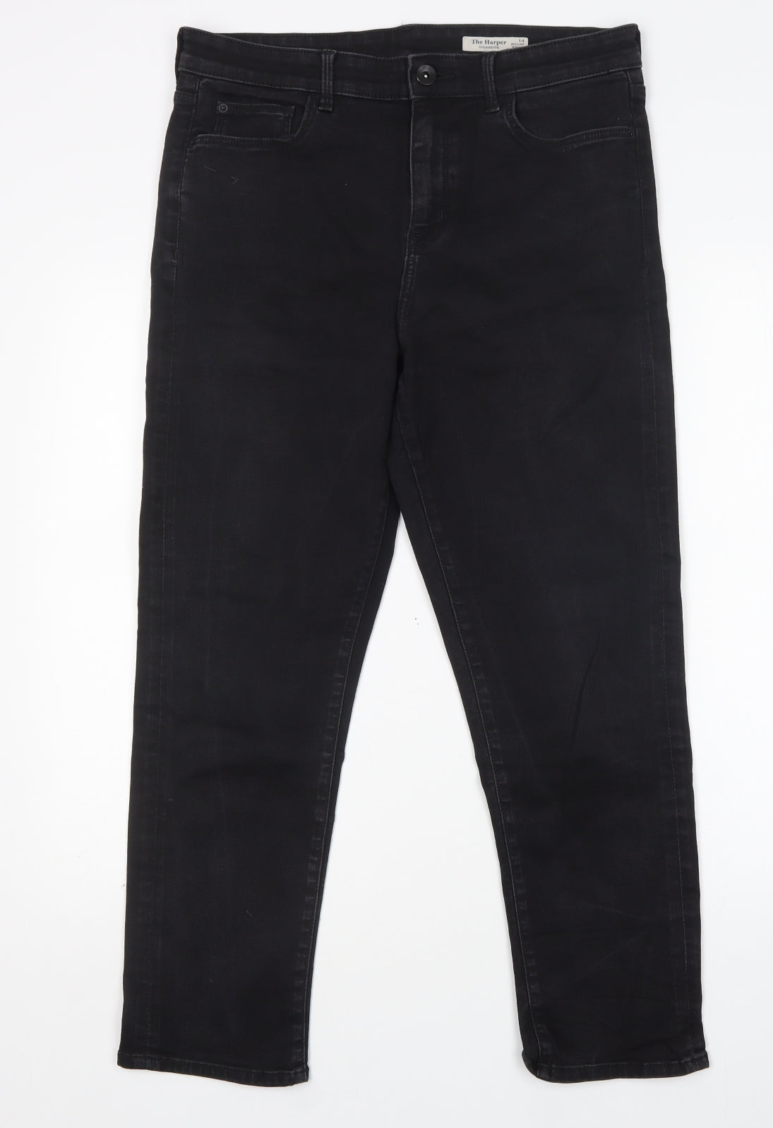Preworn Womens Black   Straight Jeans Size 14 L27 in Regular