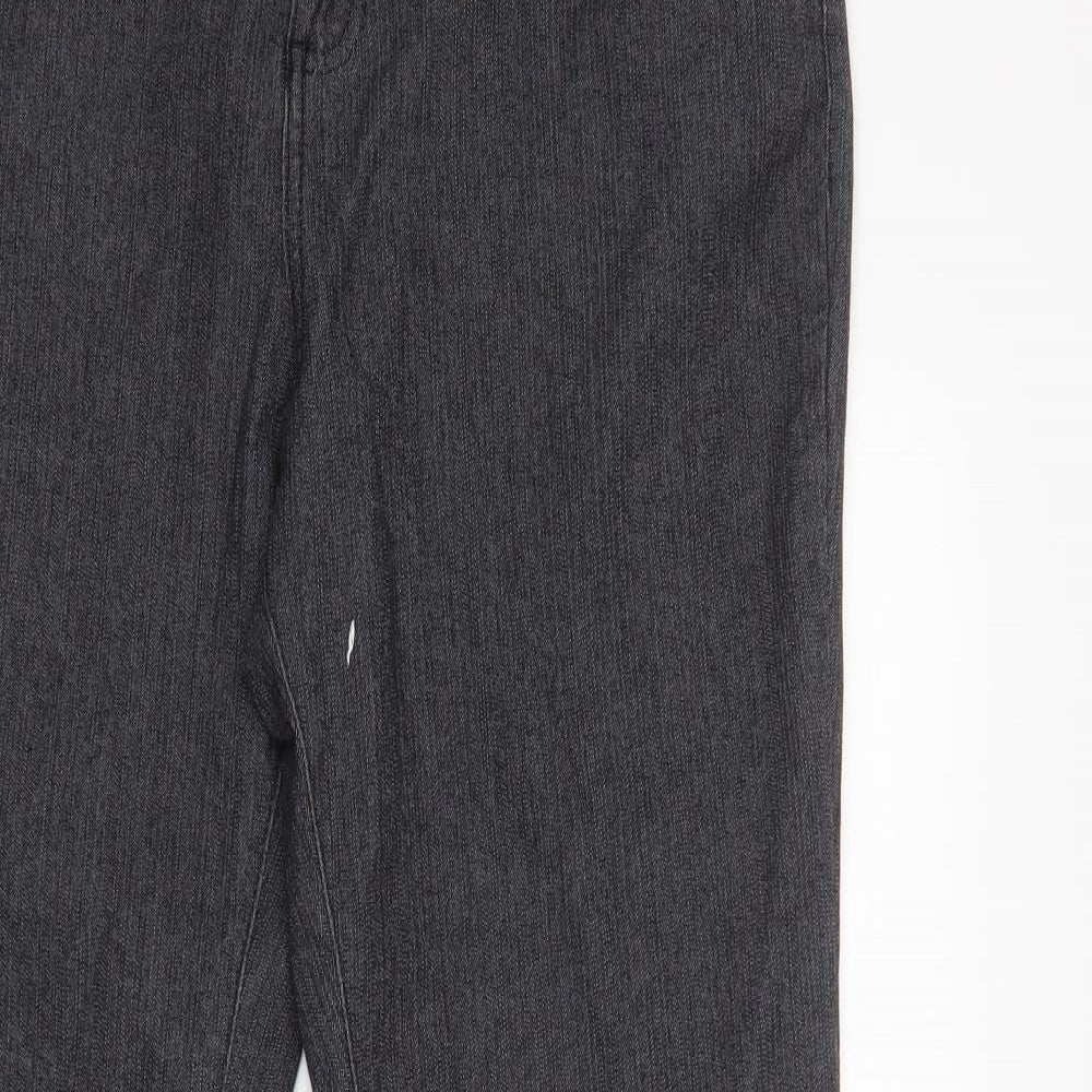 Per Una Womens Grey  Cotton Straight Jeans Size 14 L30 in Regular