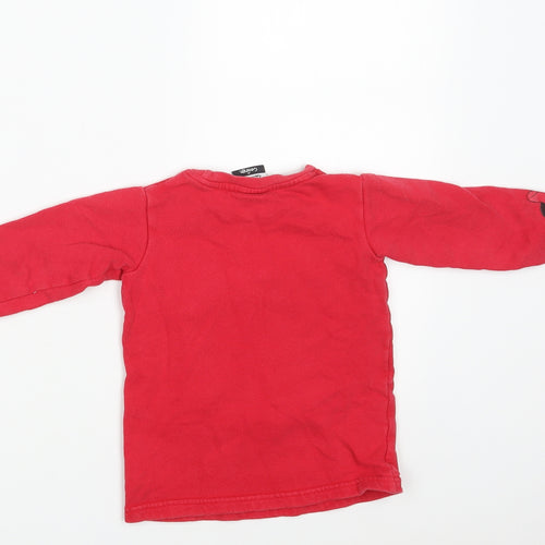 George Girls Red Animal Print Cotton Pullover Jumper Size 12-18 Months   - Minnie Mouse