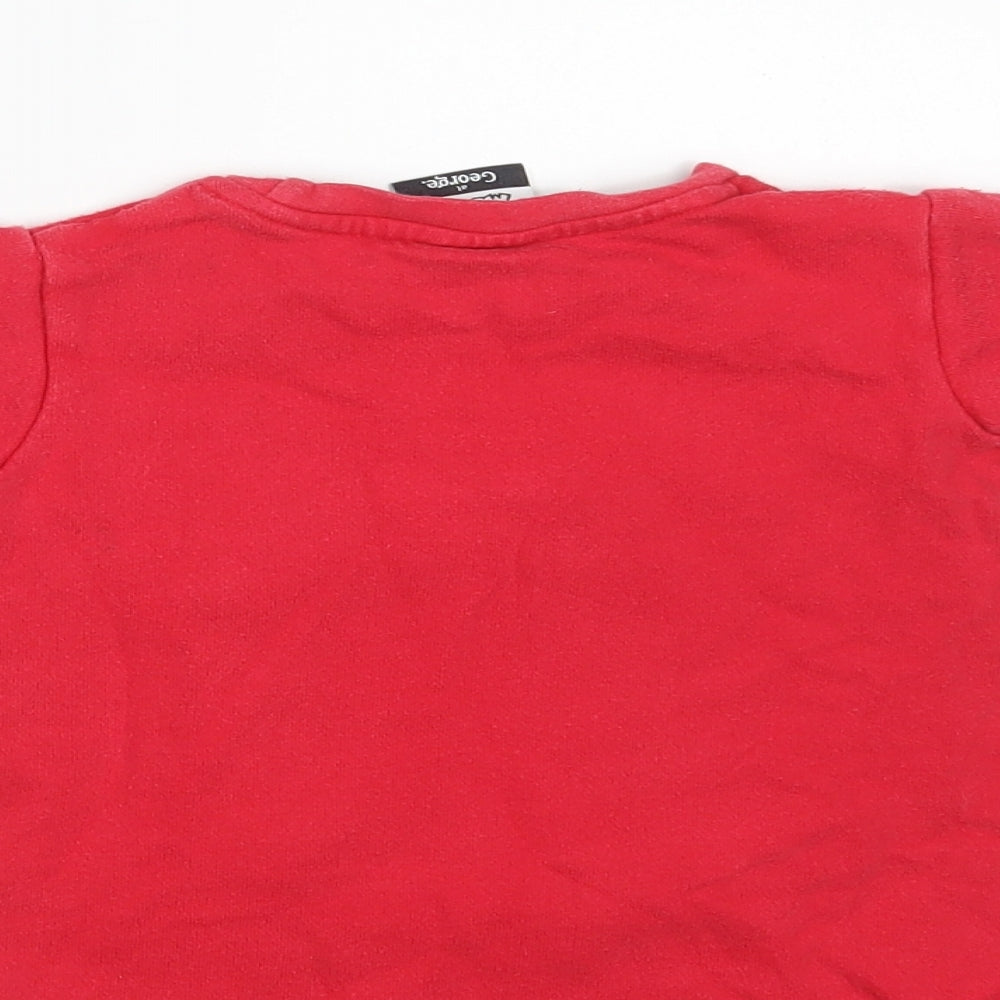 George Girls Red Animal Print Cotton Pullover Jumper Size 12-18 Months   - Minnie Mouse