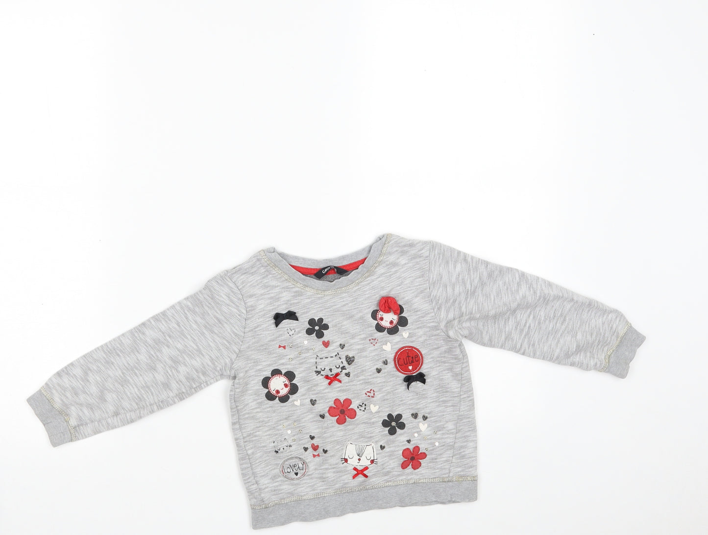 George Girls Grey  Cotton Pullover Sweatshirt Size 3-4 Years   - Minnie Mouse