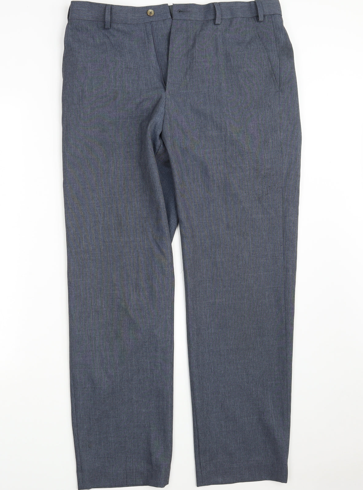 M&S Mens Blue  Polyester Trousers  Size 34 in L31 in Regular Zip