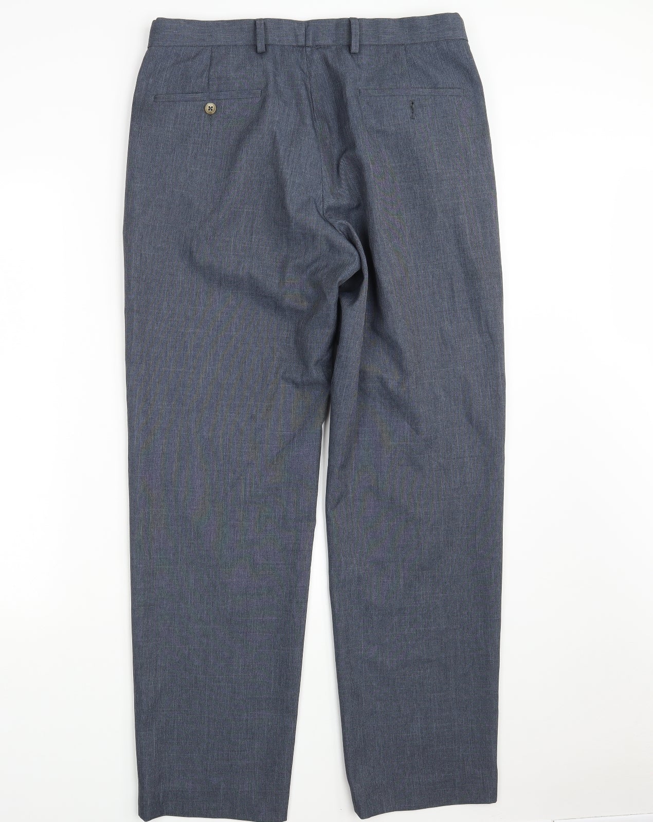 M&S Mens Blue  Polyester Trousers  Size 34 in L31 in Regular Zip