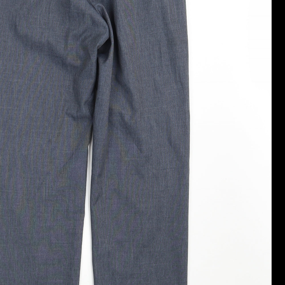 M&S Mens Blue  Polyester Trousers  Size 34 in L31 in Regular Zip