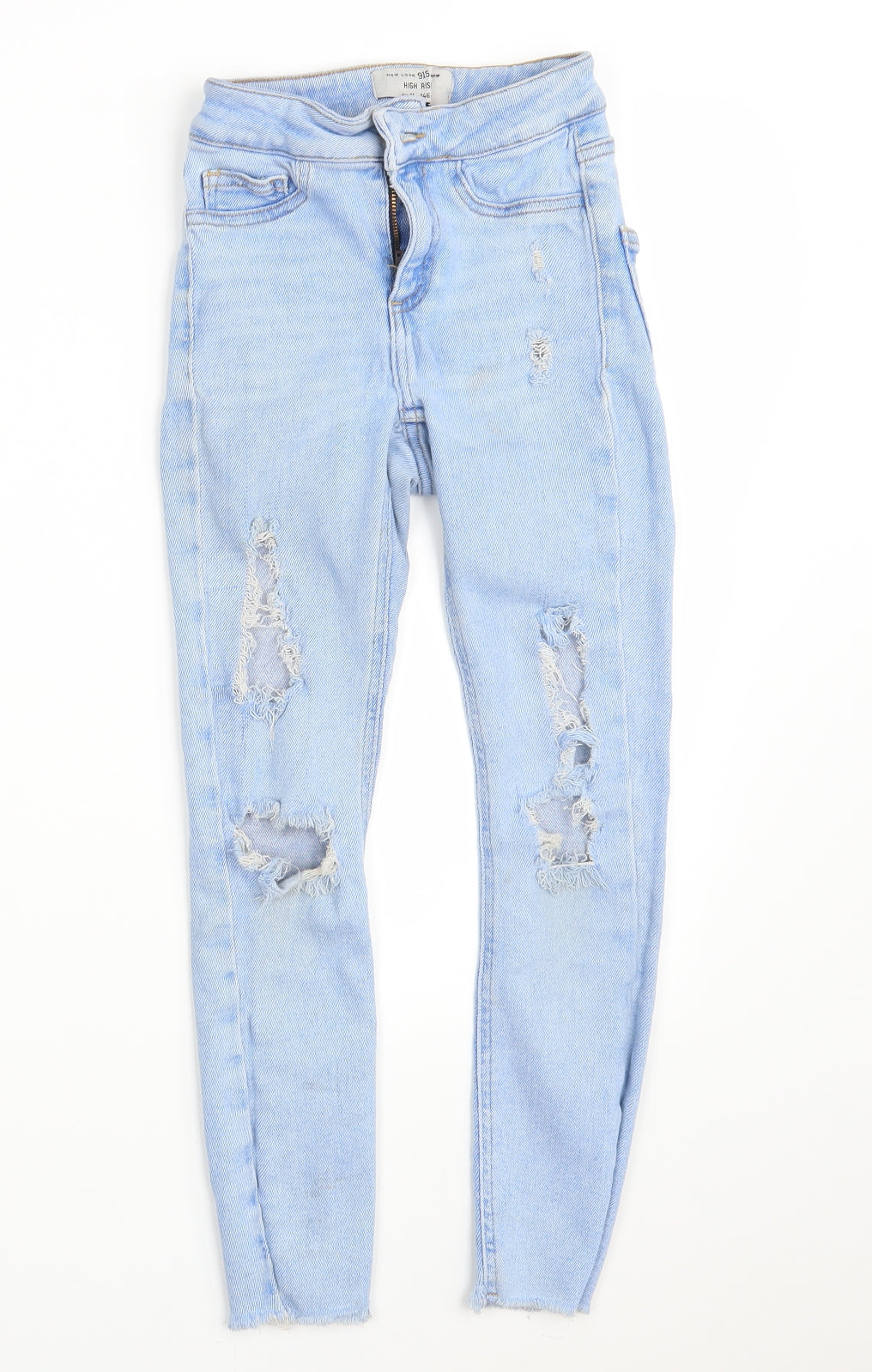 New Look Girls Blue  Cotton Skinny Jeans Size 11 Years L23 in Slim Zip - Distressed
