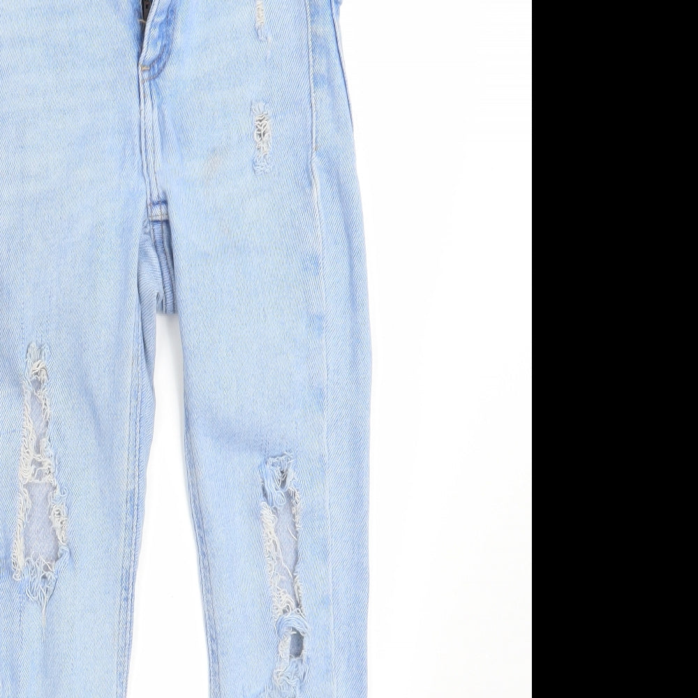 New Look Girls Blue  Cotton Skinny Jeans Size 11 Years L23 in Slim Zip - Distressed