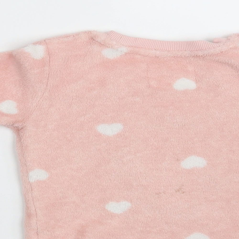 F&F Girls Pink Round Neck Animal Print 100% Polyester Pullover Jumper Size 2-3 Years   - Sleep Wear