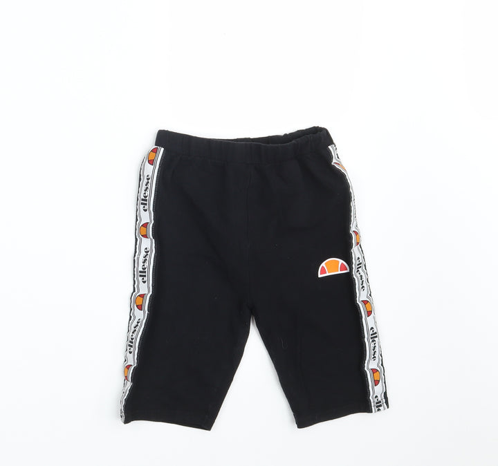 ellesse Womens Black Cotton Compression Shorts Size 6 L10 in Athletic - Waist 20in