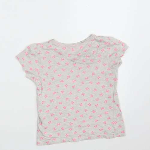 Young Dimension Girls Grey Floral Cotton Basic T-Shirt Size 7-8 Years Round Neck