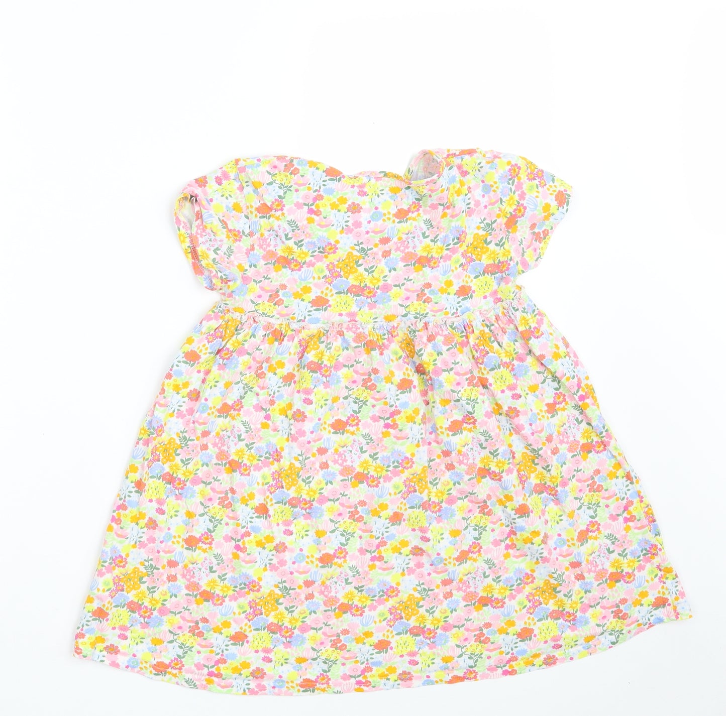 NEXT Girls Multicoloured Floral 100% Cotton T-Shirt Dress  Size 6 Years  Round Neck