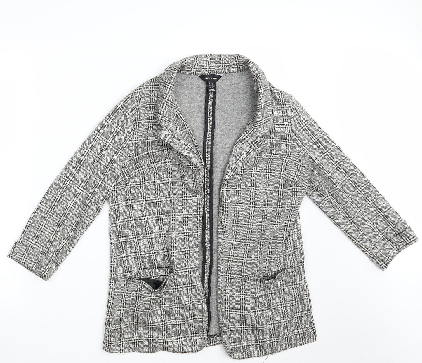 New Look Womens Grey Check  Jacket Blazer Size 10