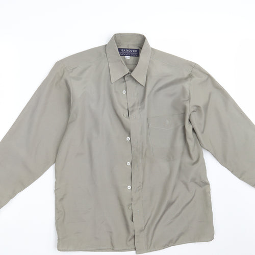 Hanover Mens Beige  Polyester  Button-Up One Size Collared Button