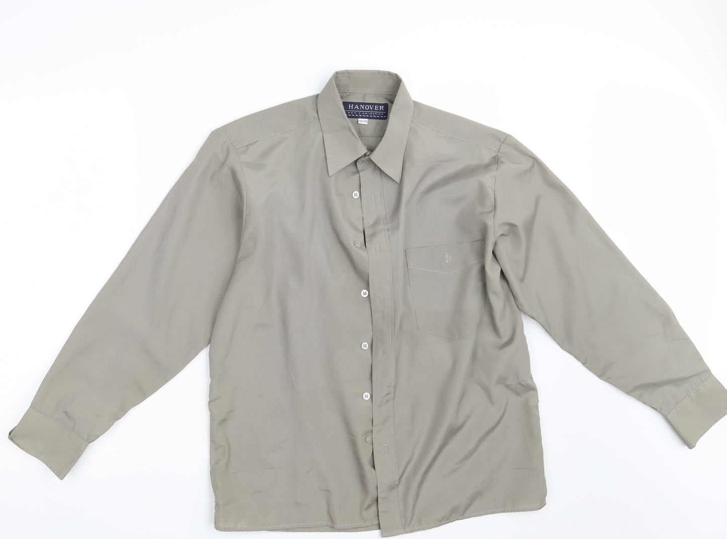 Hanover Mens Beige  Polyester  Button-Up One Size Collared Button
