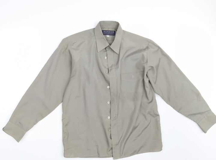 Hanover Mens Beige  Polyester  Button-Up One Size Collared Button