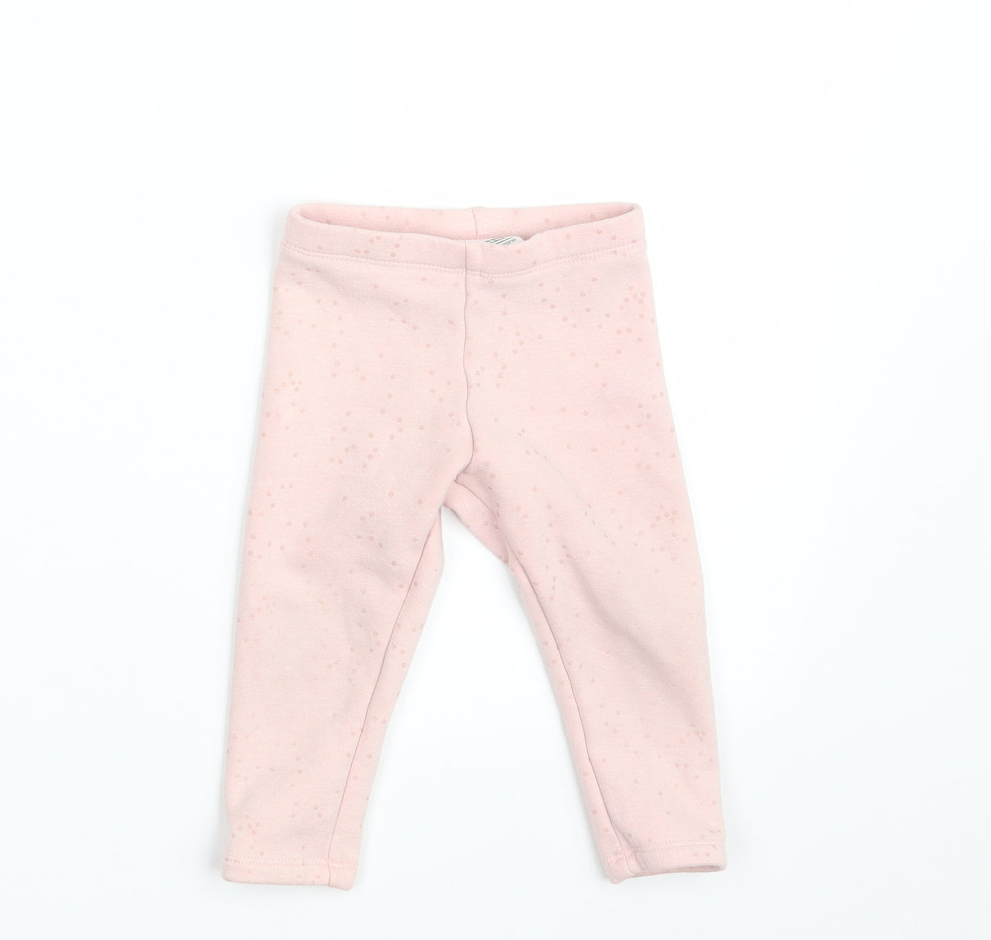 F&F Girls Pink Polka Dot Polyester Jogger Leggings Size 12-18 Months   - Waist 16in; Inside  leg 10in