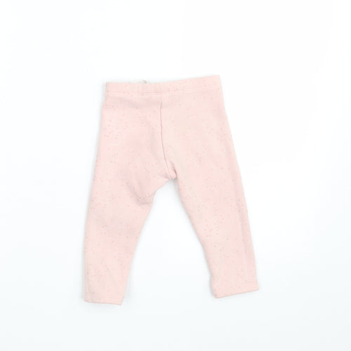 F&F Girls Pink Polka Dot Polyester Jogger Leggings Size 12-18 Months   - Waist 16in; Inside  leg 10in
