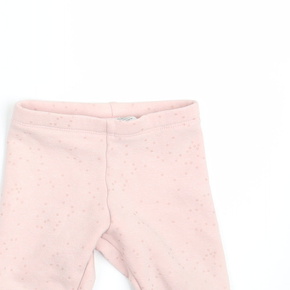 F&F Girls Pink Polka Dot Polyester Jogger Leggings Size 12-18 Months   - Waist 16in; Inside  leg 10in