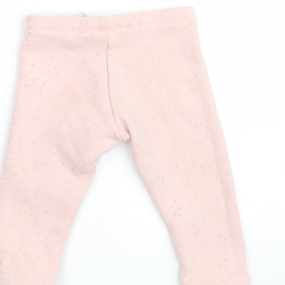 F&F Girls Pink Polka Dot Polyester Jogger Leggings Size 12-18 Months   - Waist 16in; Inside  leg 10in