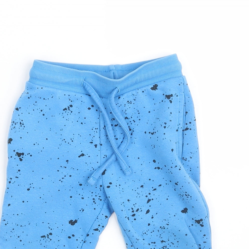 Matalan Baby Blue Spotted Cotton Jogger Trousers Size 12-18 Months   - Waist 18in; Inside  leg 11in