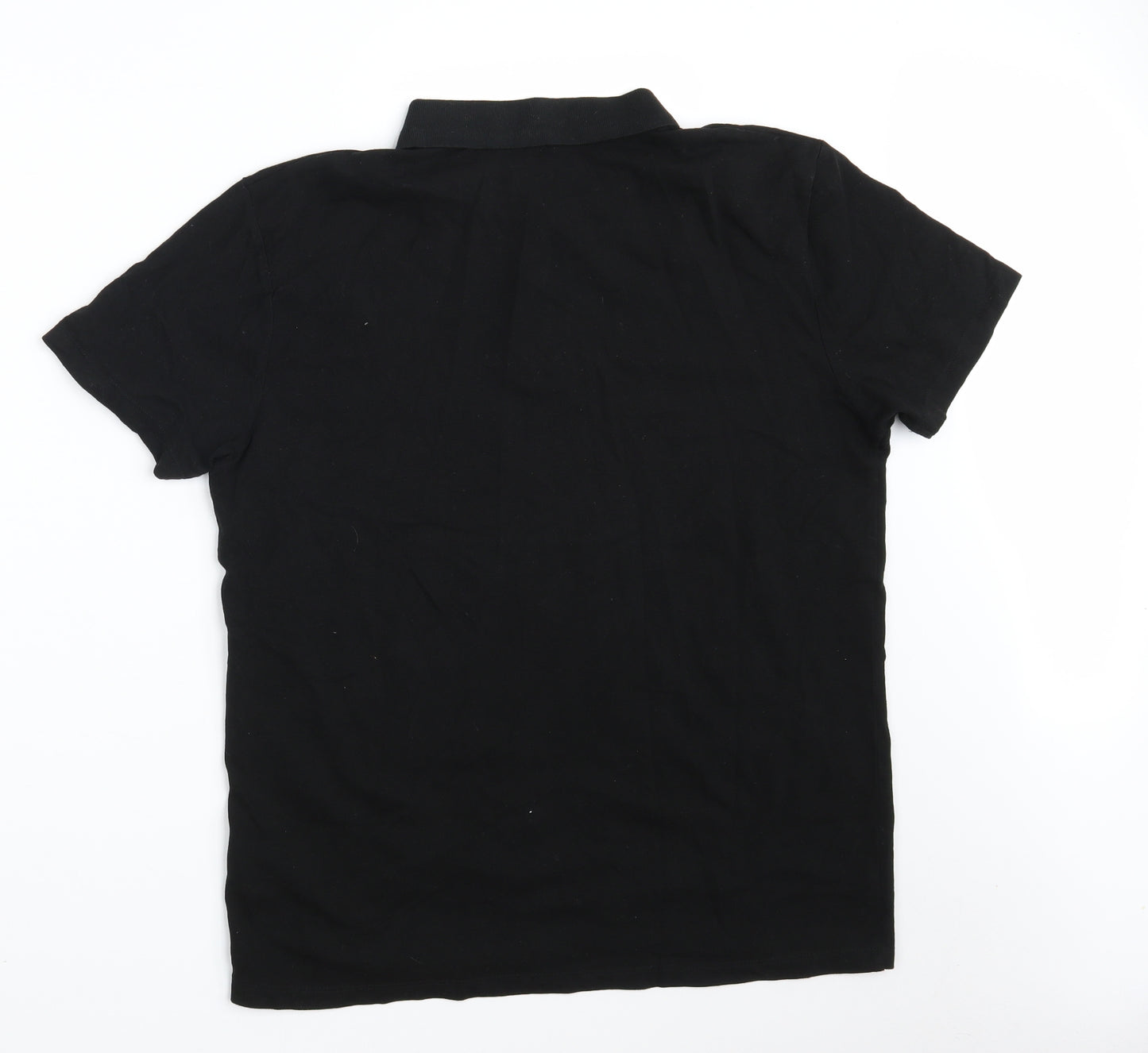 Peacocks Mens Black  100% Cotton  Polo Size L Collared Button