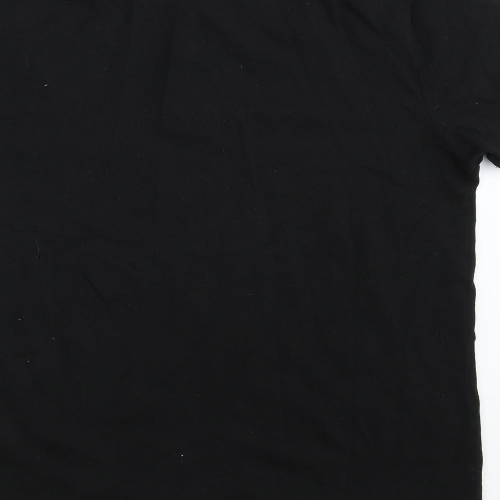 Peacocks Mens Black  100% Cotton  Polo Size L Collared Button