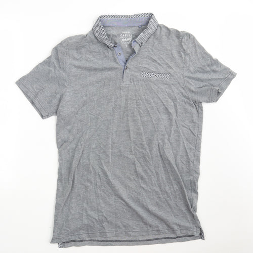 George Mens Grey  100% Cotton  Polo Size L Collared Button