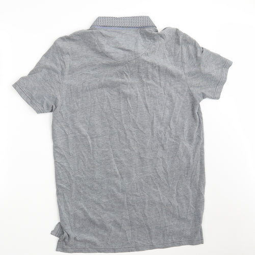 George Mens Grey  100% Cotton  Polo Size L Collared Button