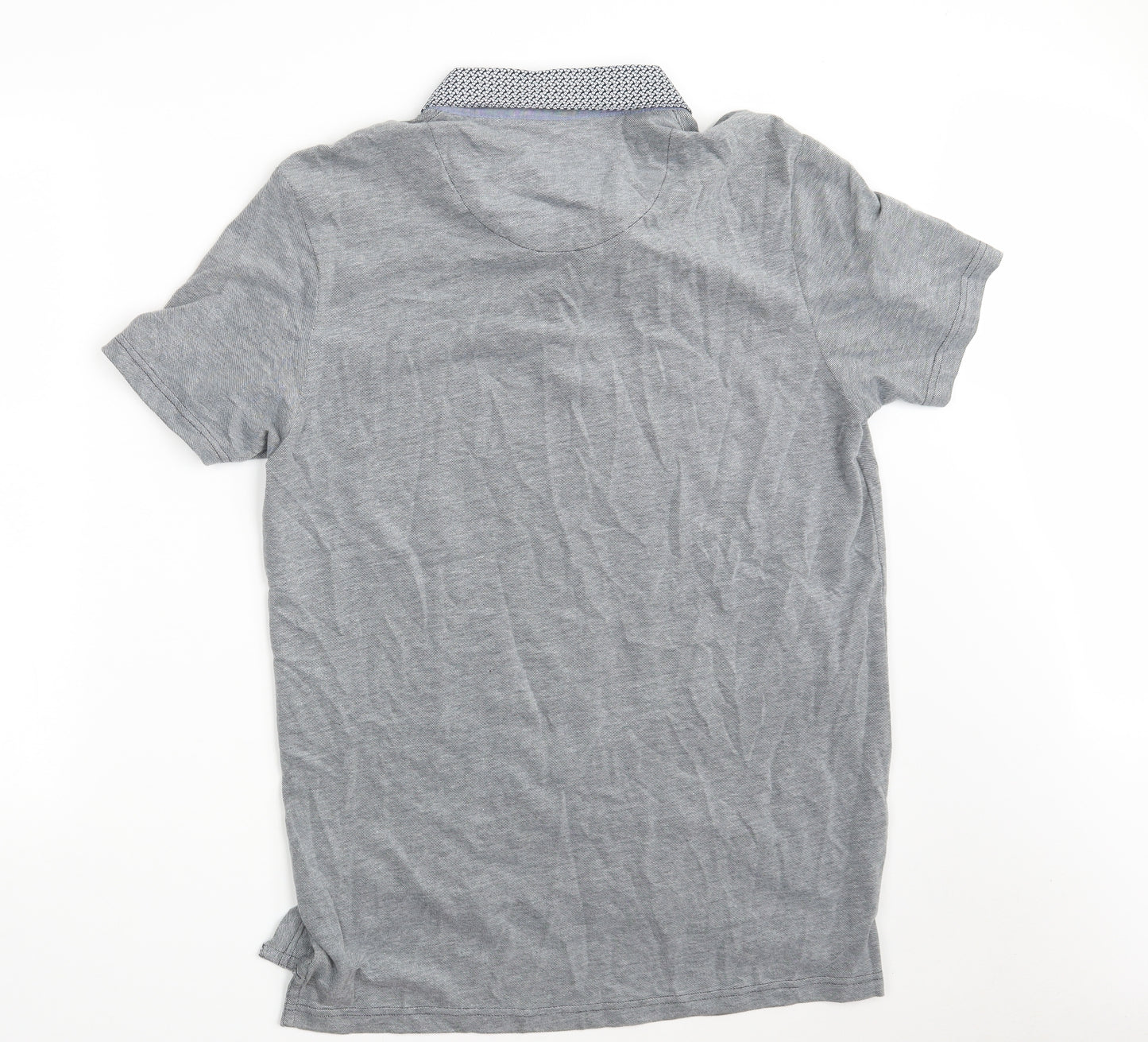 George Mens Grey  100% Cotton  Polo Size L Collared Button