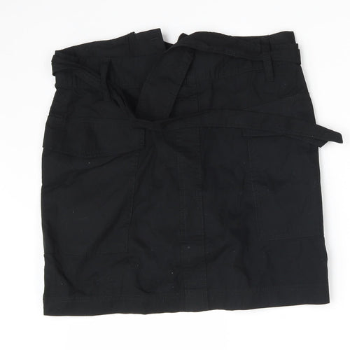 George Womens Black  Cotton Mini Skirt Size 10   Zip