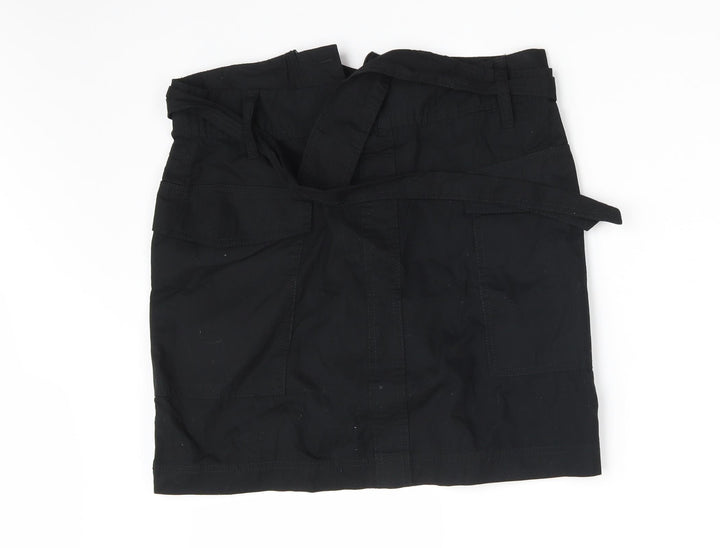 George Womens Black Cotton Mini Skirt Size 10 Zip
