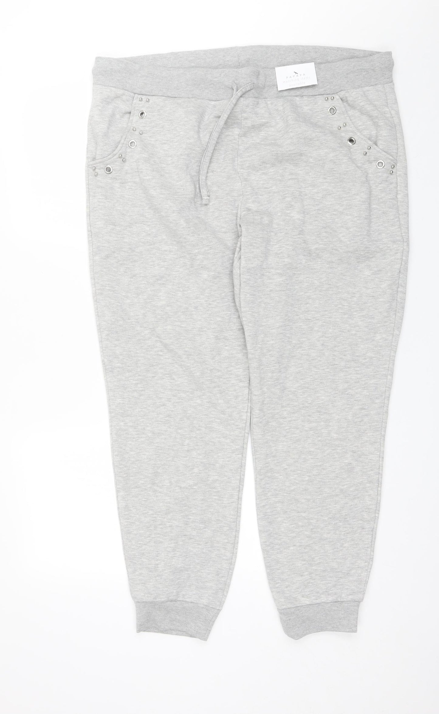 Papaya Womens Grey  Polyester Sweatpants Trousers Size XL L28 in Regular
