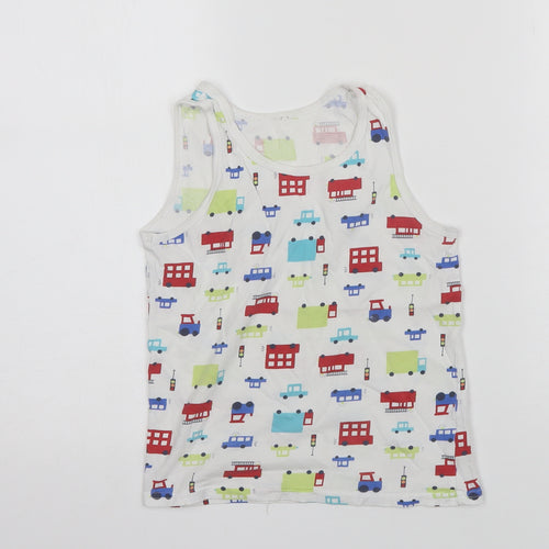 George Boys White  Cotton Basic Tank Size 7-8 Years Round Neck