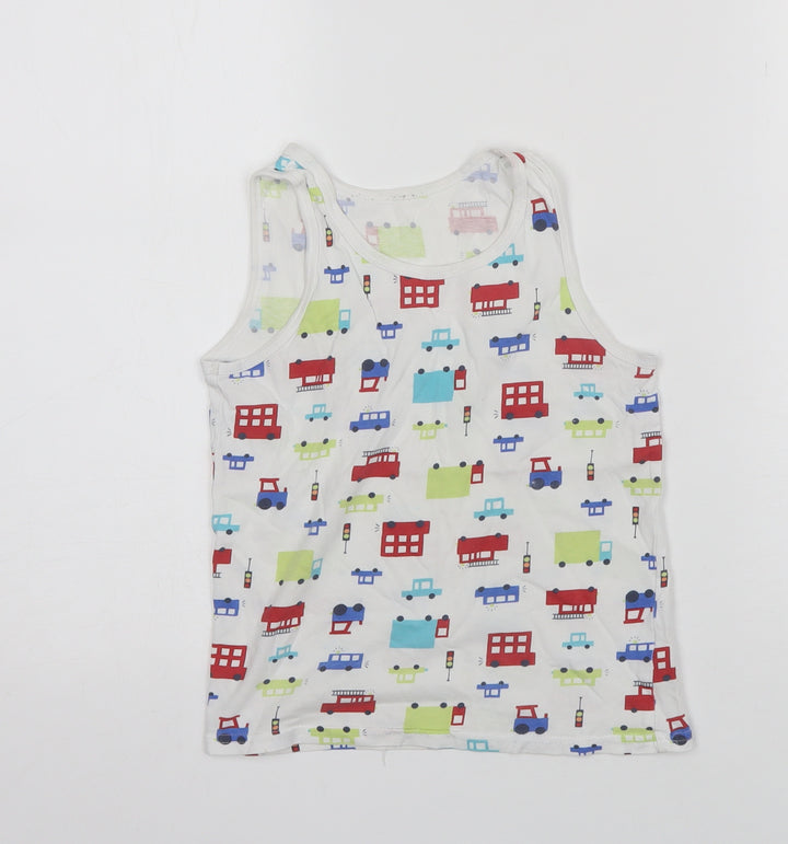 George Boys White  Cotton Basic Tank Size 7-8 Years Round Neck
