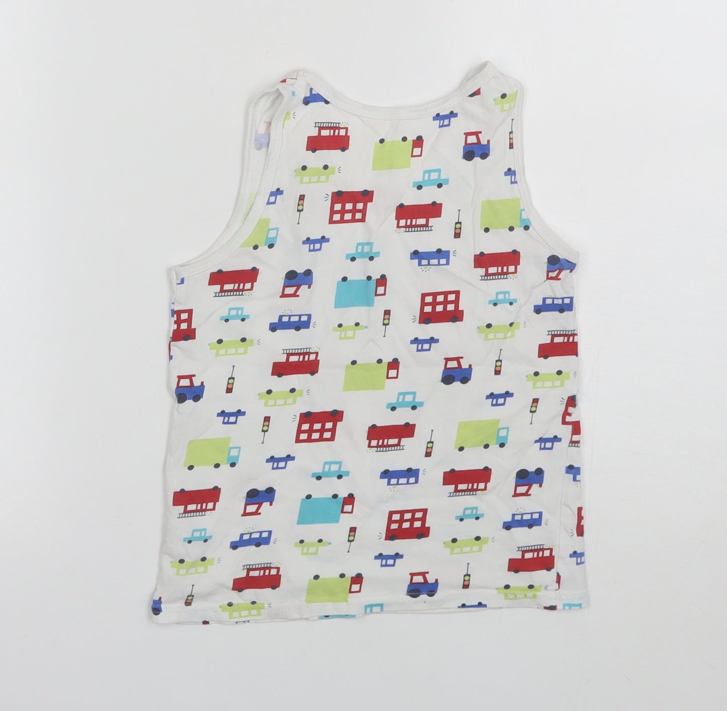 George Boys White  Cotton Basic Tank Size 7-8 Years Round Neck