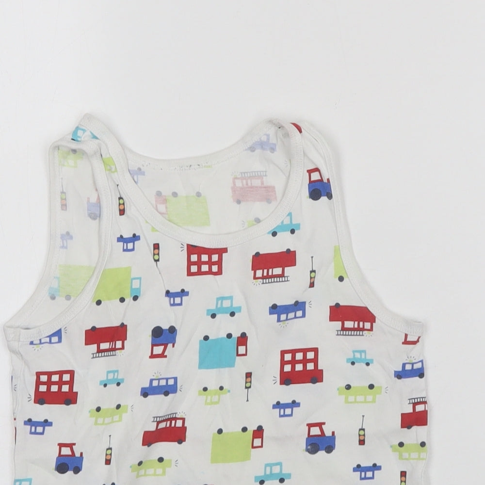 George Boys White  Cotton Basic Tank Size 7-8 Years Round Neck