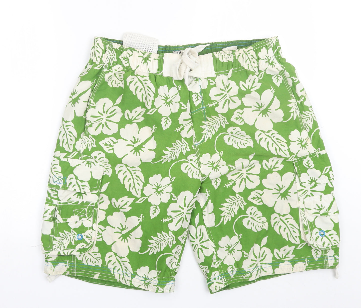 Defecto Surf Mens Green Floral Polyester Bermuda Shorts Size L L9 in Regular