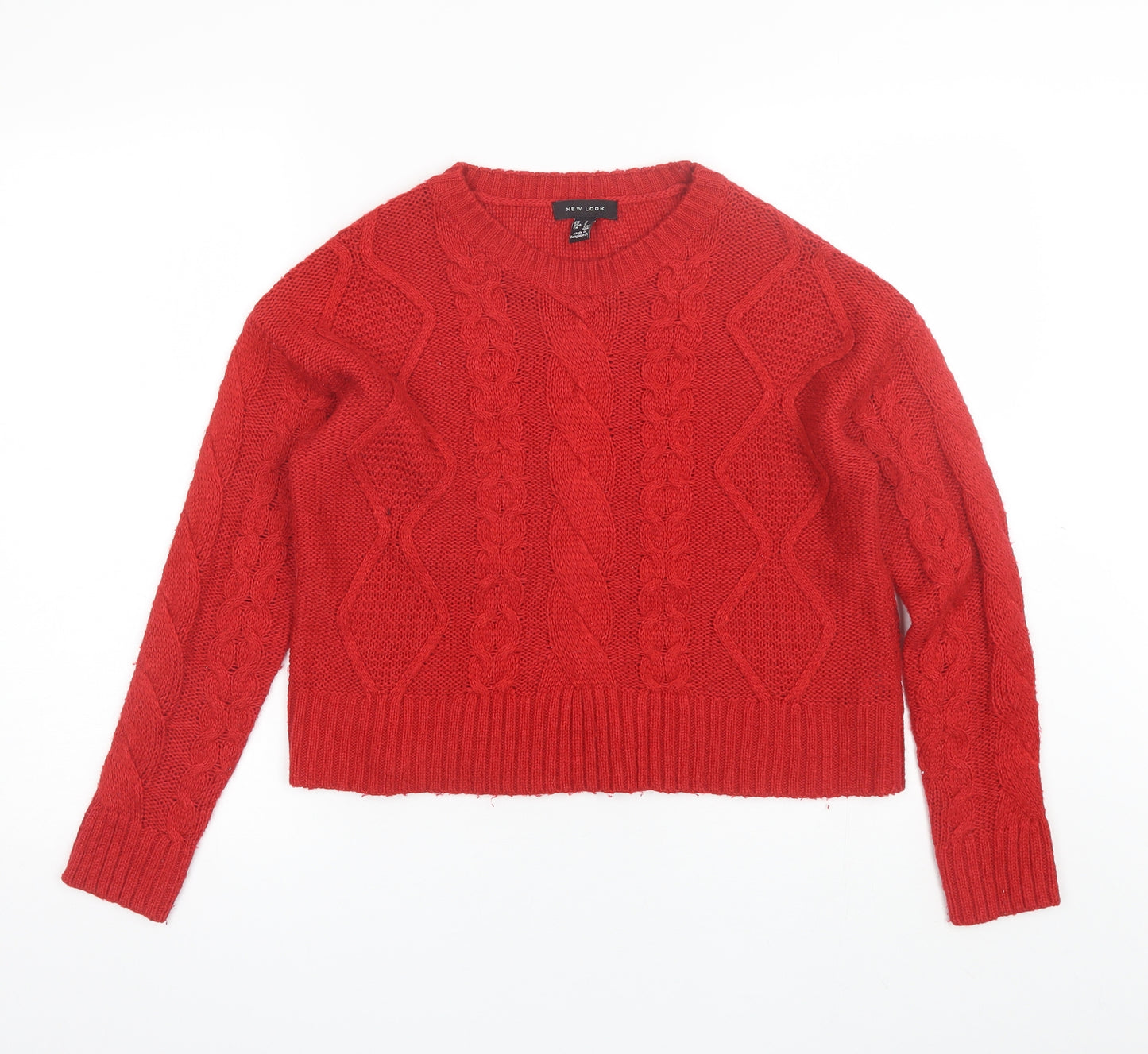New Look Womens Red Round Neck  Acrylic Pullover Jumper Size S