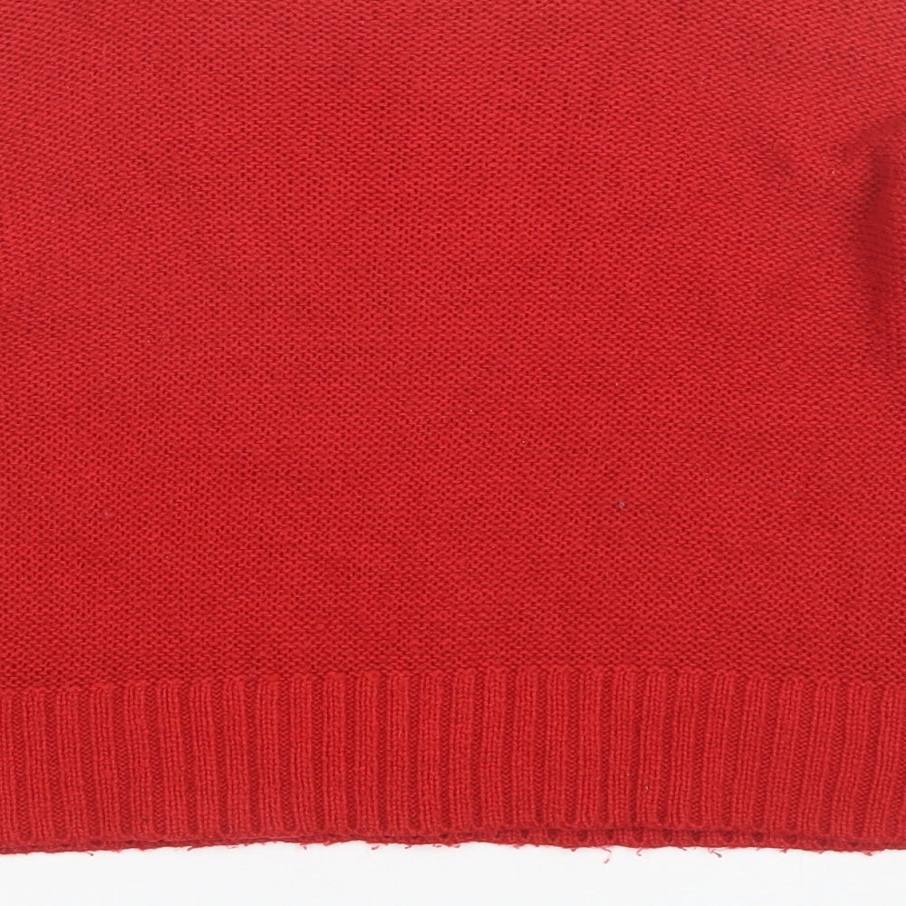 New Look Womens Red Round Neck  Acrylic Pullover Jumper Size S