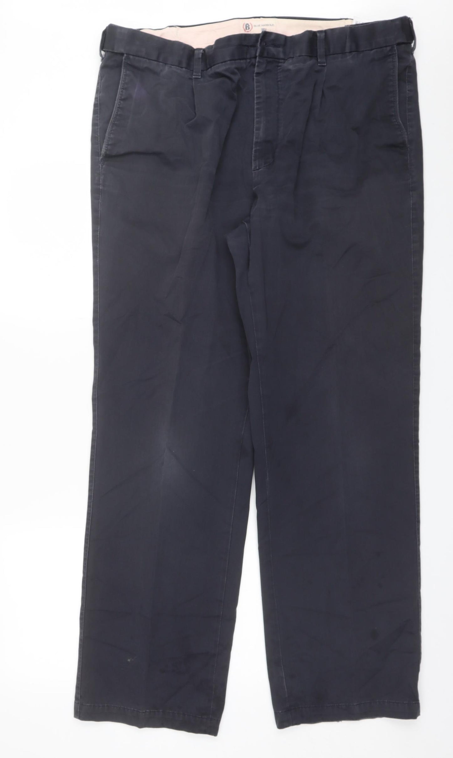 Marks and Spencer Mens Blue  Cotton Chino Trousers Size 40 L31 in Regular