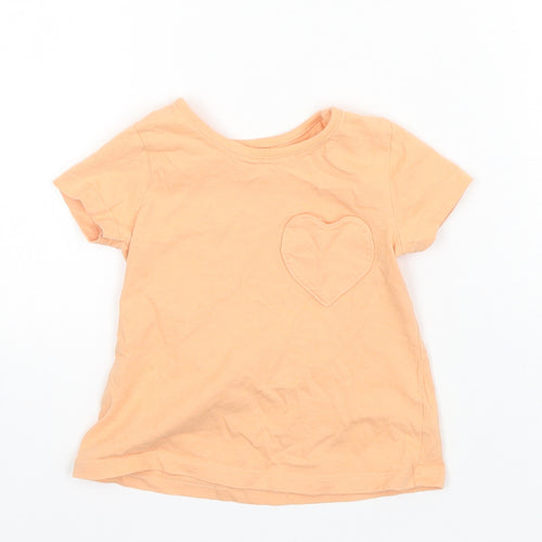 George Baby Orange  Cotton Basic T-Shirt Size 6-9 Months Round Neck