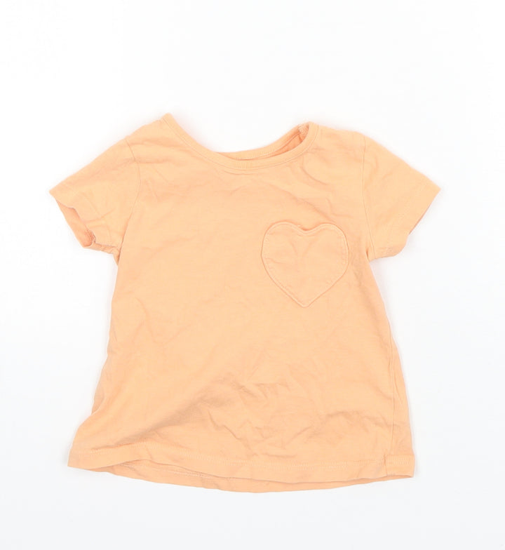 George Baby Orange  Cotton Basic T-Shirt Size 6-9 Months Round Neck