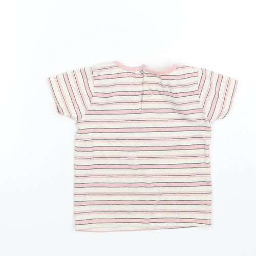 Disney Baby Pink Striped Polyester Basic T-Shirt Size 12-18 Months Round Neck  - Minnie mouse