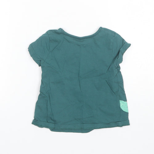 George Baby Green  Cotton Basic T-Shirt Size 6-9 Months Round Neck  - Crocodile