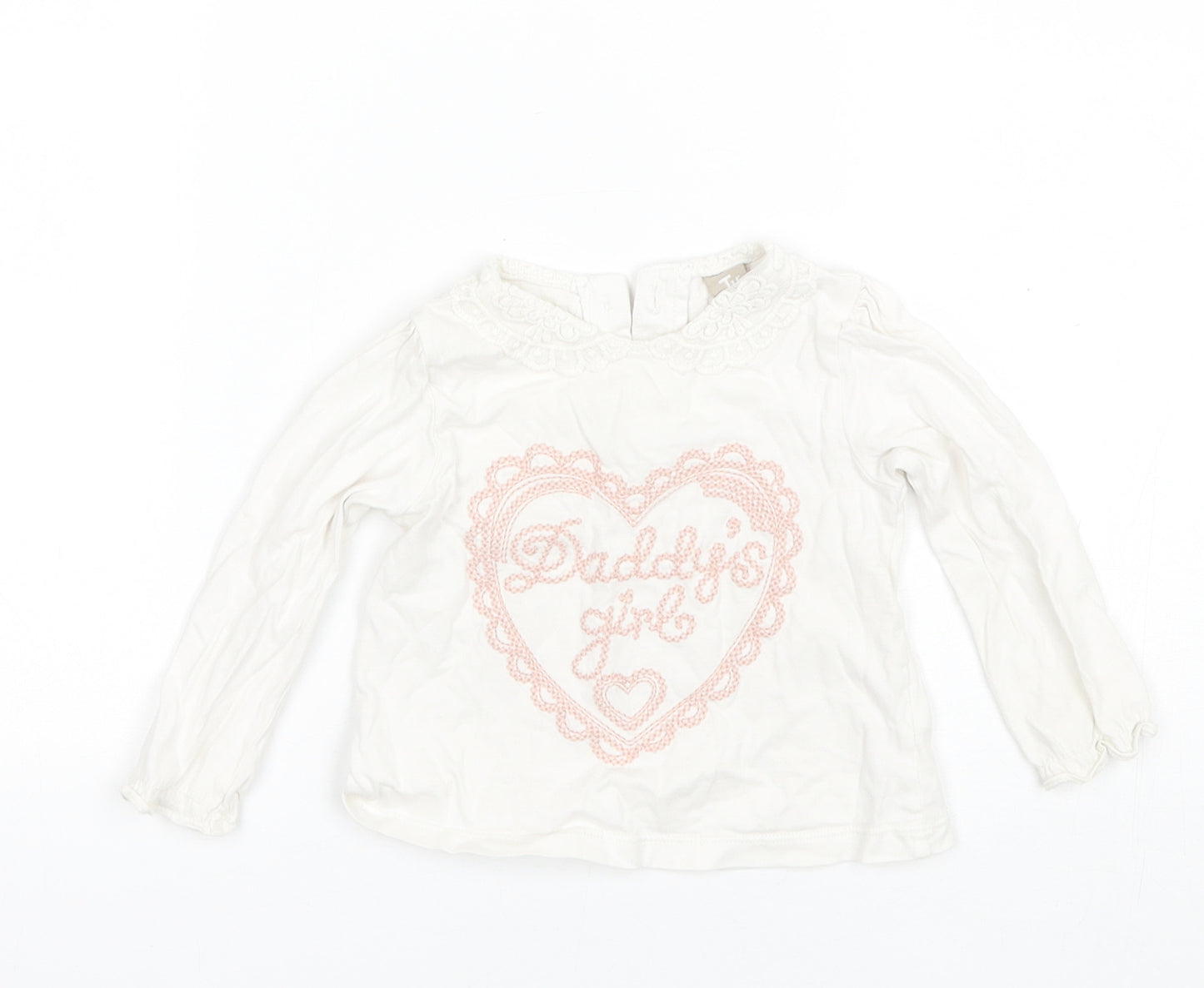 TU Baby White  Cotton Basic T-Shirt Size 6-9 Months Round Neck  - Daddy's girl