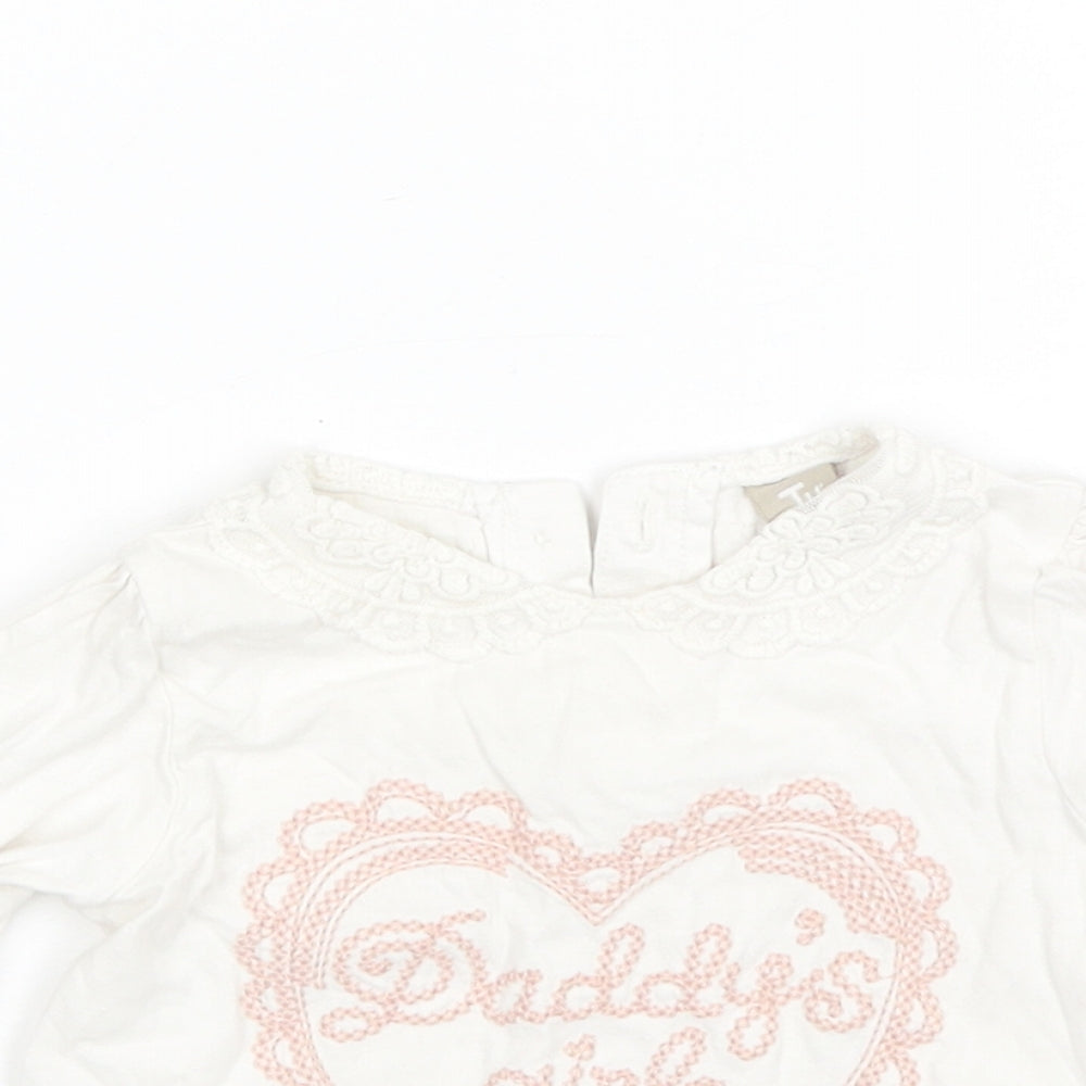 TU Baby White  Cotton Basic T-Shirt Size 6-9 Months Round Neck  - Daddy's girl