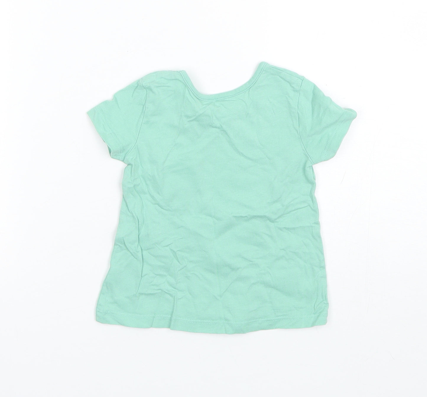 George Baby Green  Cotton Basic T-Shirt Size 6-9 Months Round Neck