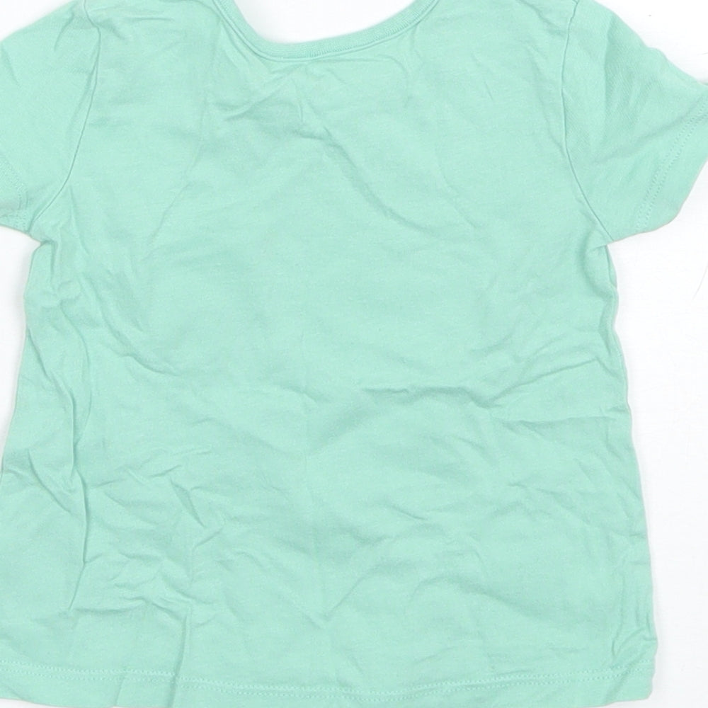 George Baby Green  Cotton Basic T-Shirt Size 6-9 Months Round Neck
