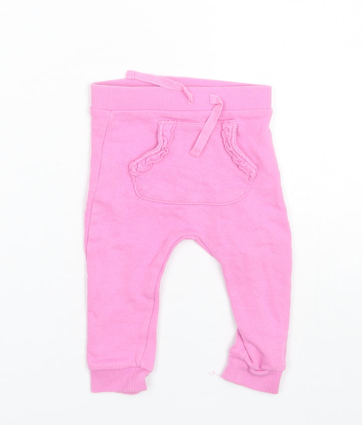 George Baby Pink Cotton Jogger Trousers Size 6-9 Months