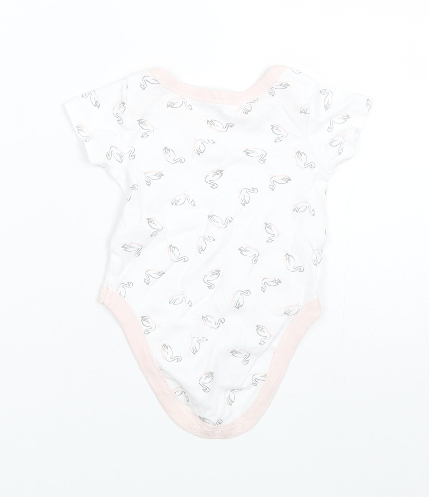 Lily & Dan Baby White  Cotton Romper One-Piece Size 6-9 Months   - Swans